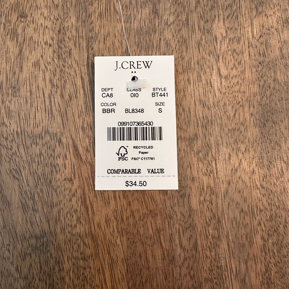 NEW J. Crew Factory Cropped Crewneck Baby Ribbed Tee (Size Small) - Picture 6 of 6
